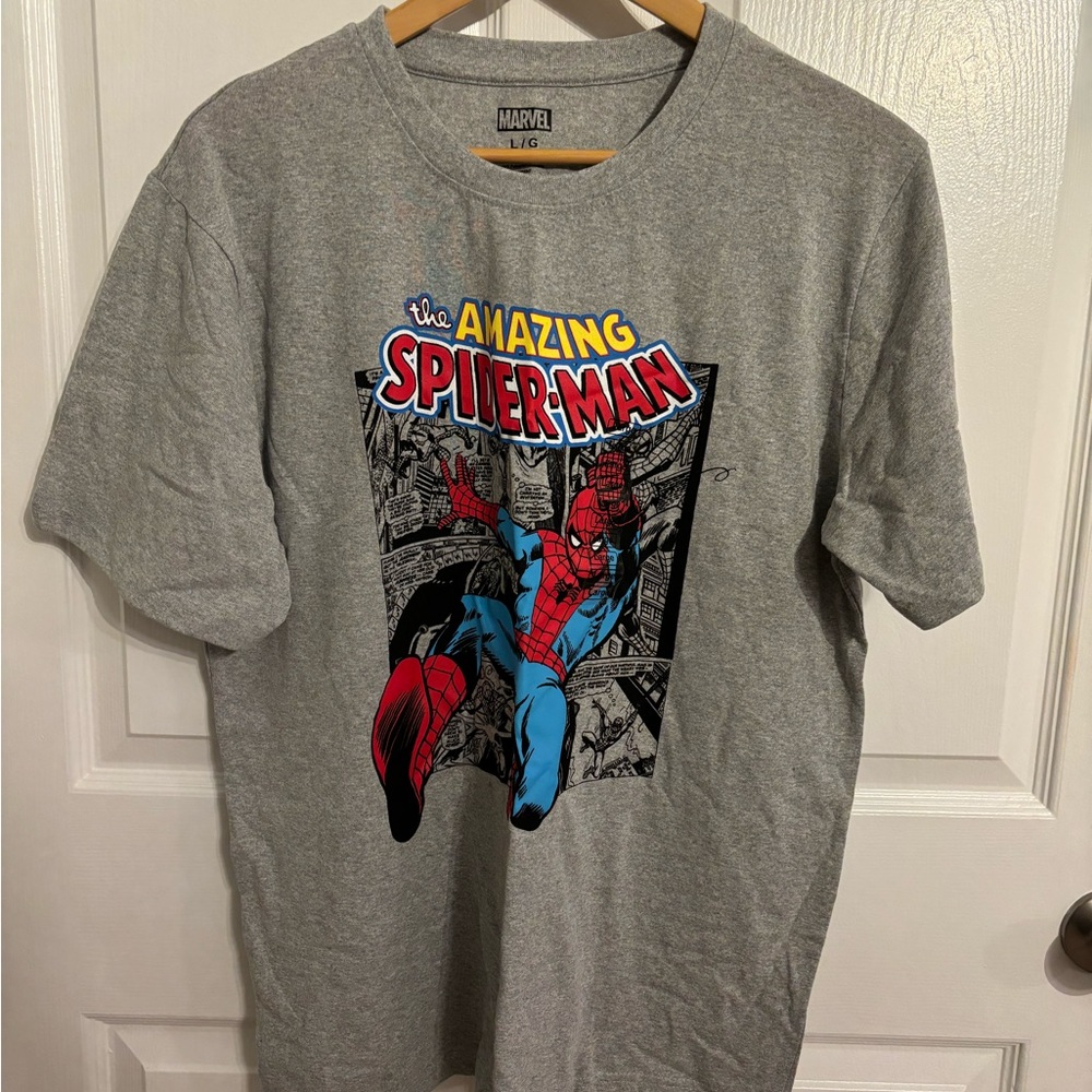 Marvel Gray Spider-Man Graphic T-Shirt Size Large